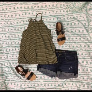 Old Navy high neck loose olive stripe tank top